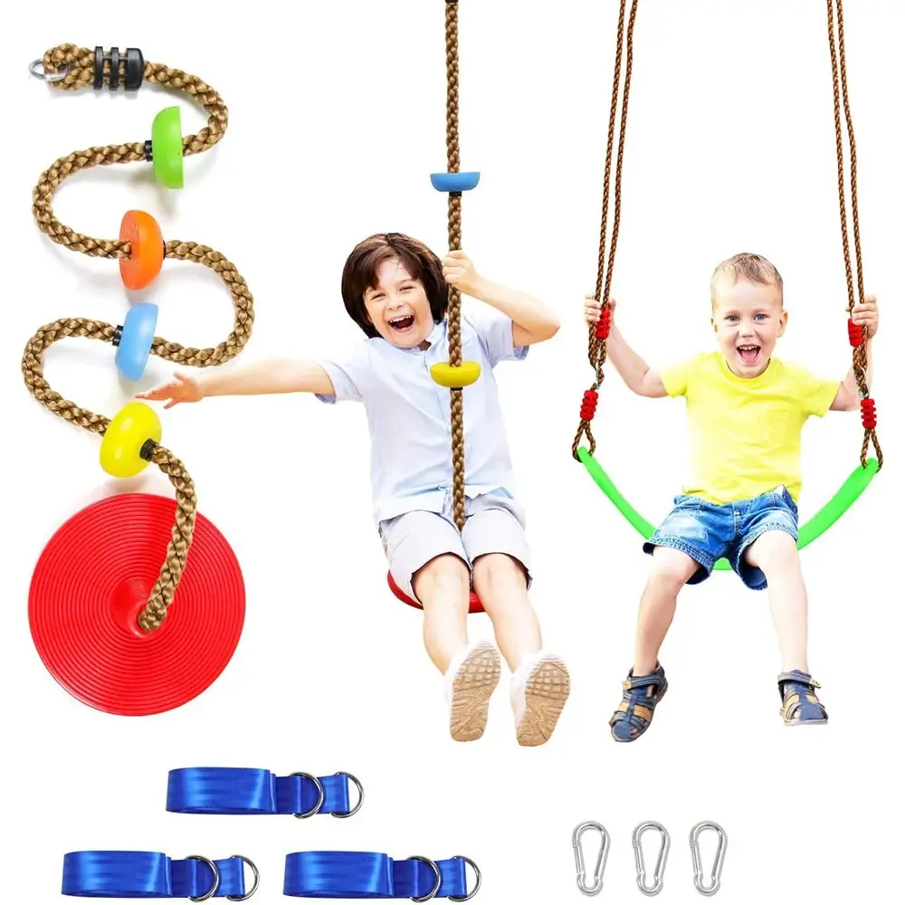 

Tree Swing ClimRope 2 Pack Multicolor with Platorms Red Disc Swings Seat - Outdoor Playground Set Accories Tree House lying Sauc