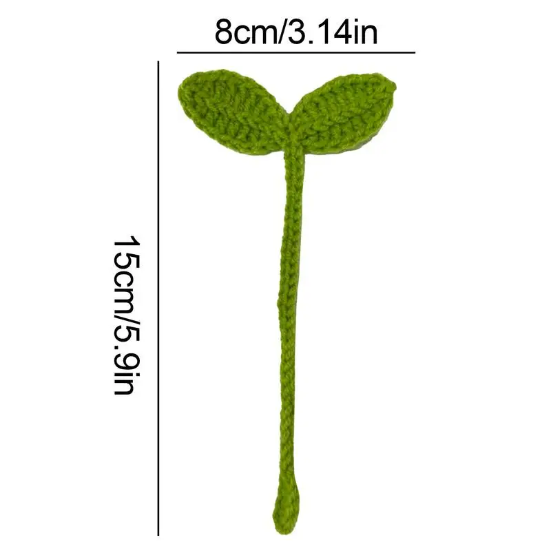 Handmade Crochet Leaf Sprout Multifunctional Bookmark Leaf Decor Green Crochet Accessories DIY Craft Gift For Holidays New Year