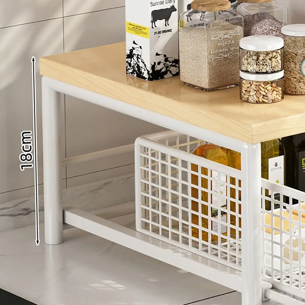 Multi-Functional With Drawers Microwave Stand Space Saving Countertop Storage Kitchen Organizer Multi-Appliance Rack Rice Cooker