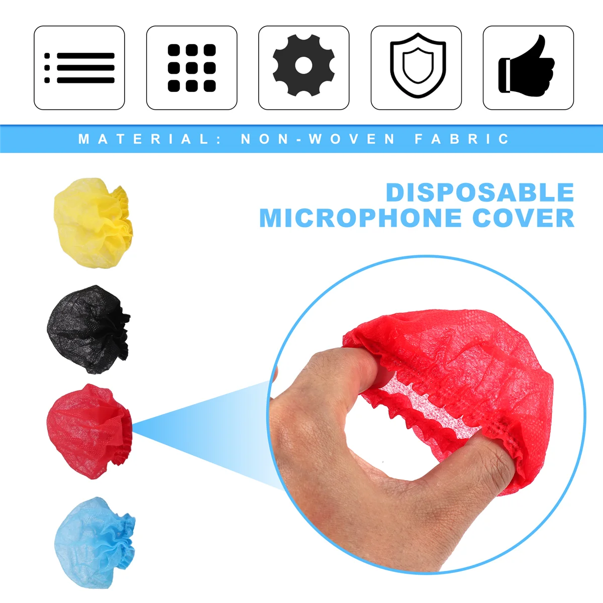 120 قطعة من الزجاج الأمامي الصحي للميكروفون للاستعمال مرة واحدة، غطاء ميكروفون محمول، لغرفة تسجيل الكاريوكي، مقابلة الأخبار، إلخ #5