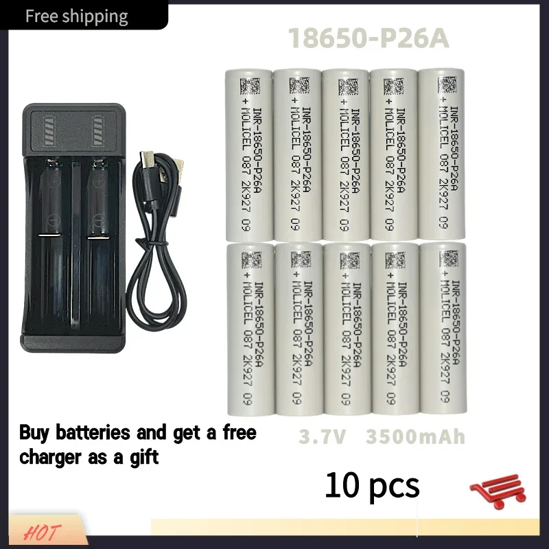 

100% Original for INR18650 P26A 3500mAh Li-ion 3.7v 25A Discharge Rechargable Battery 18650 Battery