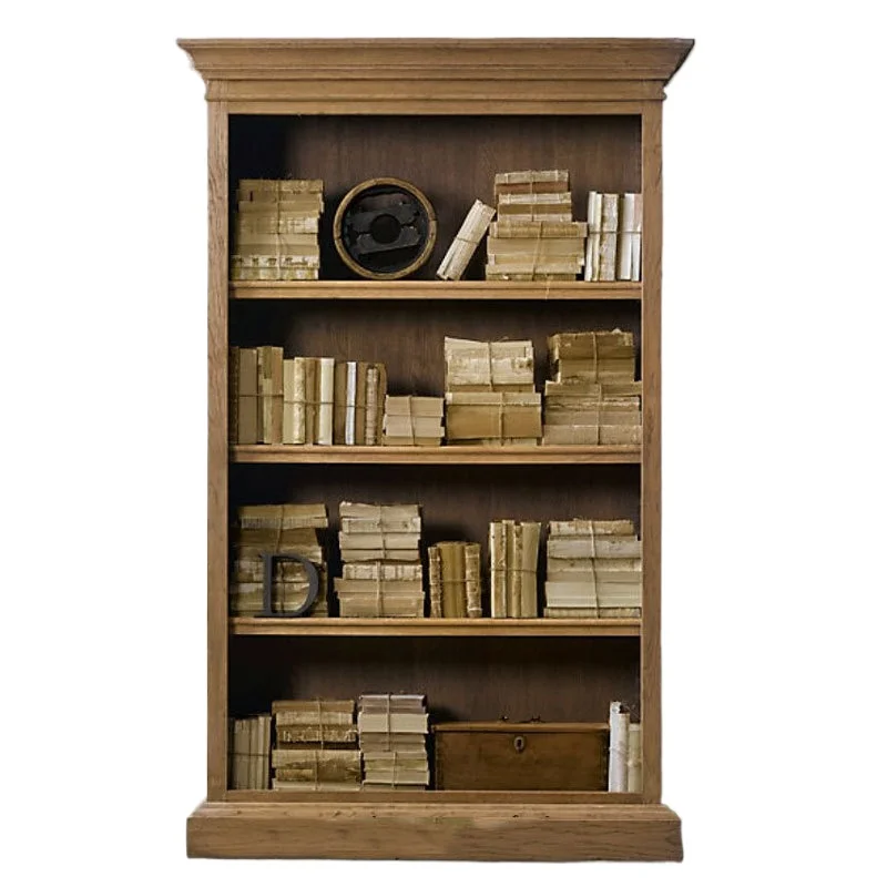 

American solid wood bookcase, French retro bookshelf heaven and earth lock villa locker, ash wood two-door