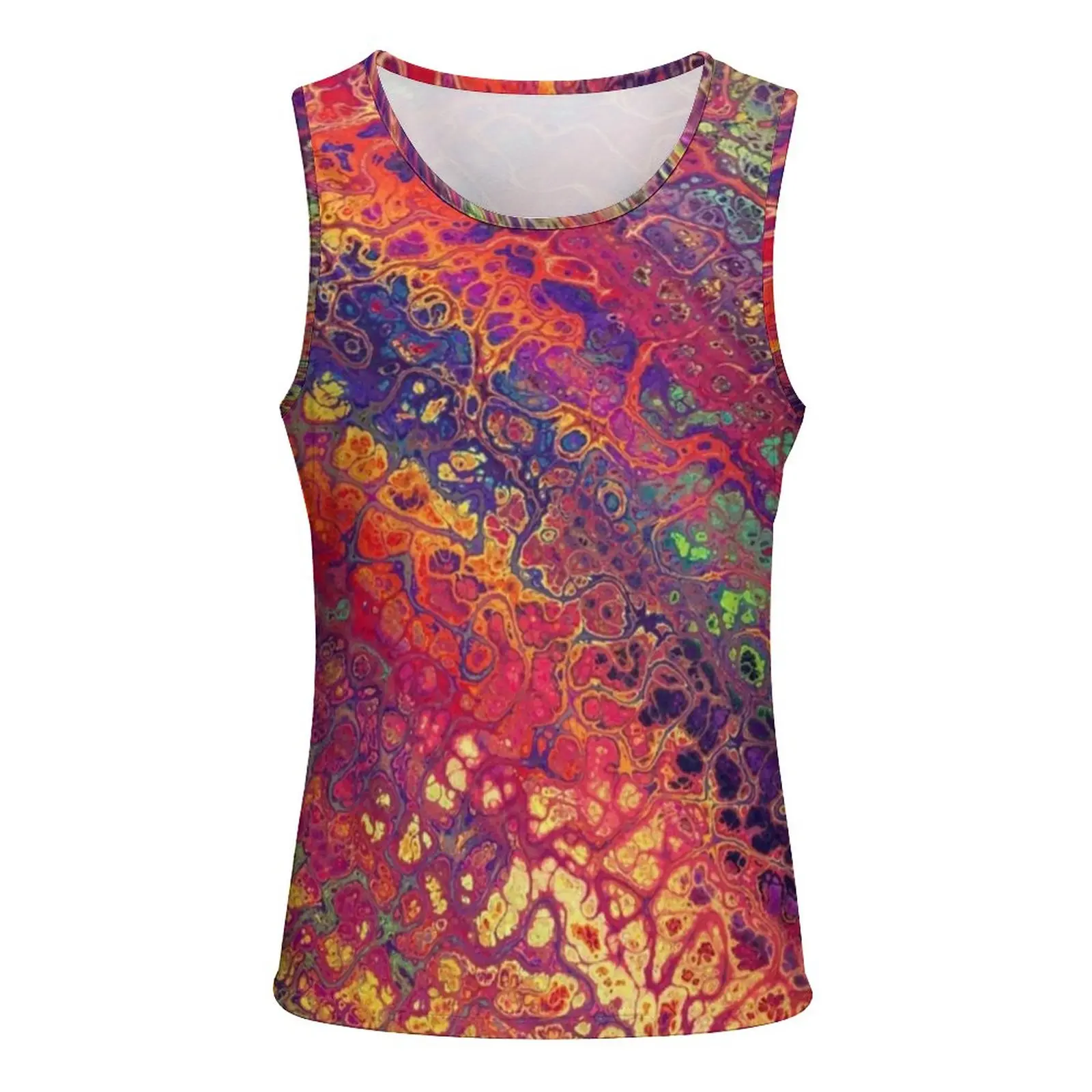 Marble Paint Splatter Tank Top Trippy Rainbow Print Streetwear Tops Summer Workout Man Pattern Sleeveless Shirts Plus Size