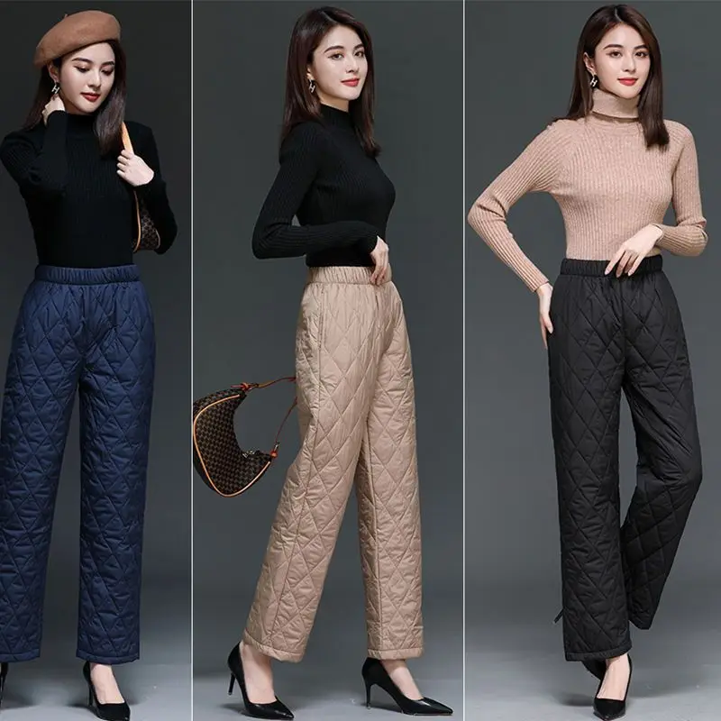 

2024 New Down Pants Women's Outwear Wide Leg Autumn and Winter Thickened High Waist Straight B897