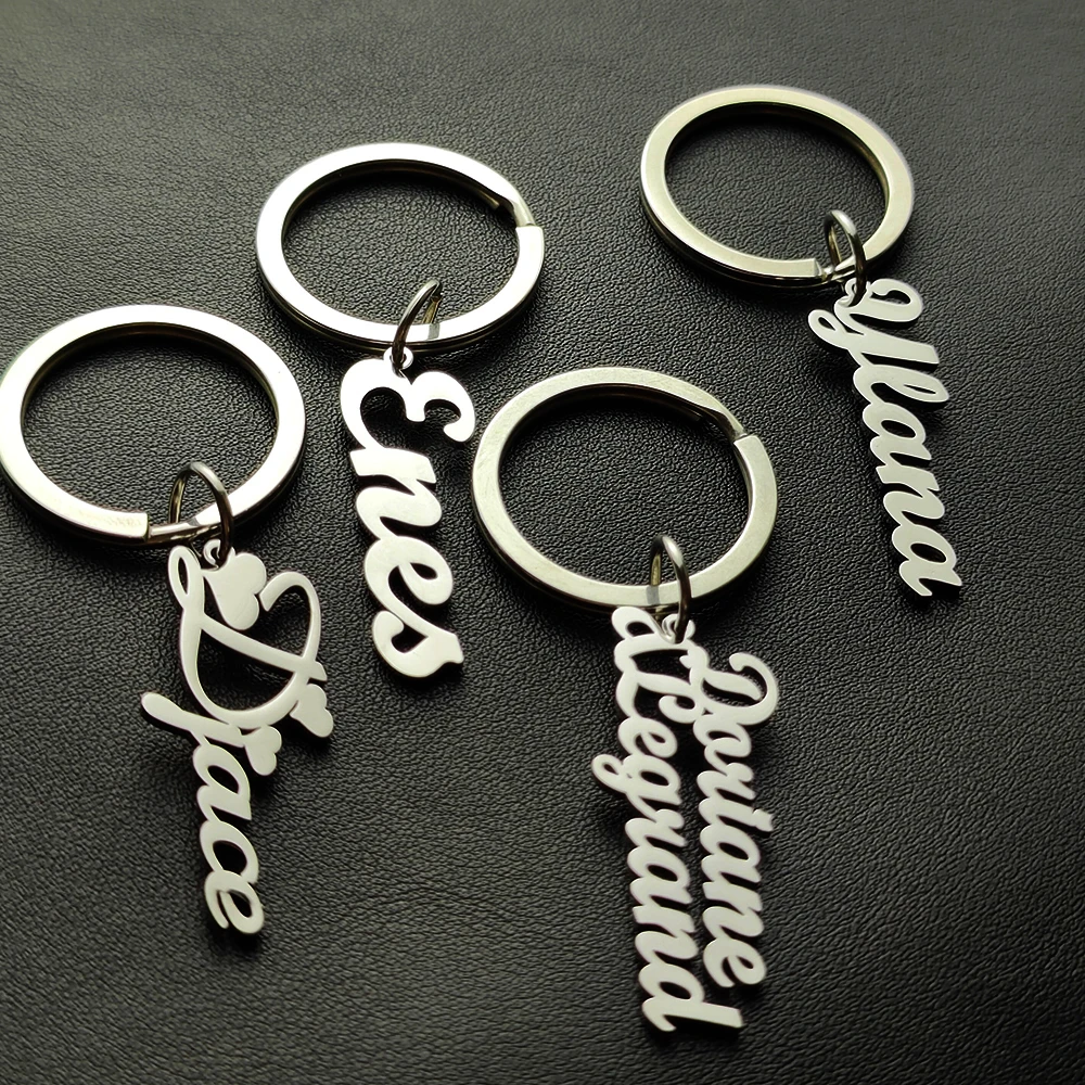 Personalized Name Keychain Fashion Car Key Accessories Stainless Steel Jewelry Simple Keychain