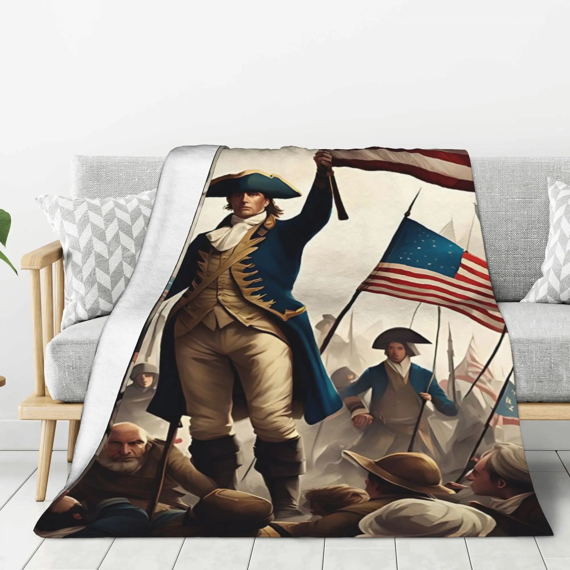 Independence War Pattern Flannel printed blanket suitable for all seasons suitable for living room office sofa and travel