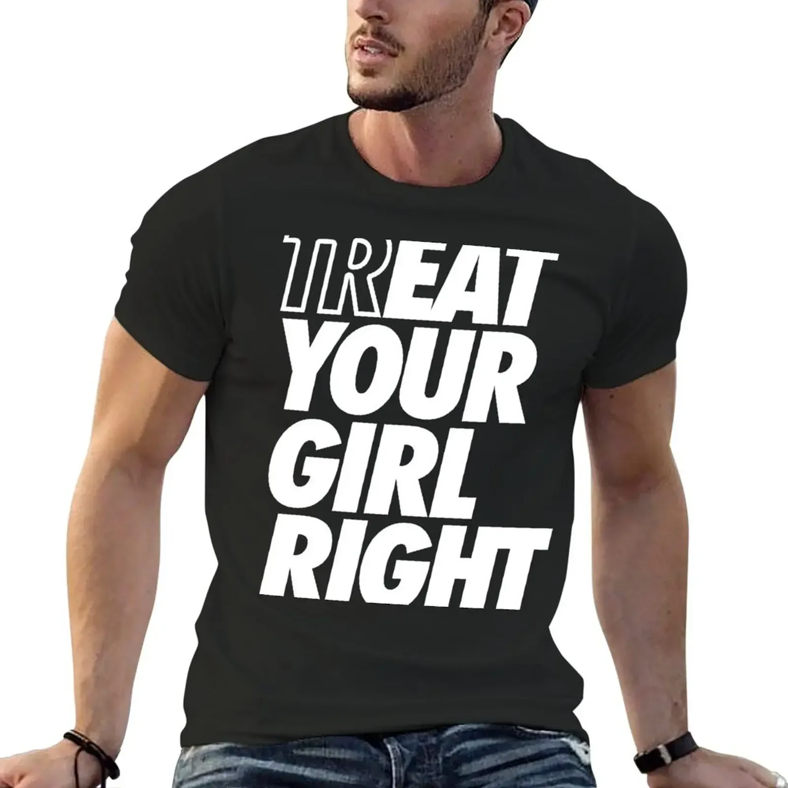 Футболка Treat Eat Your Girl Right, аниме, большие размеры, футболки с рисунком, хлопковые футболки с рисунком, мужские футболки
