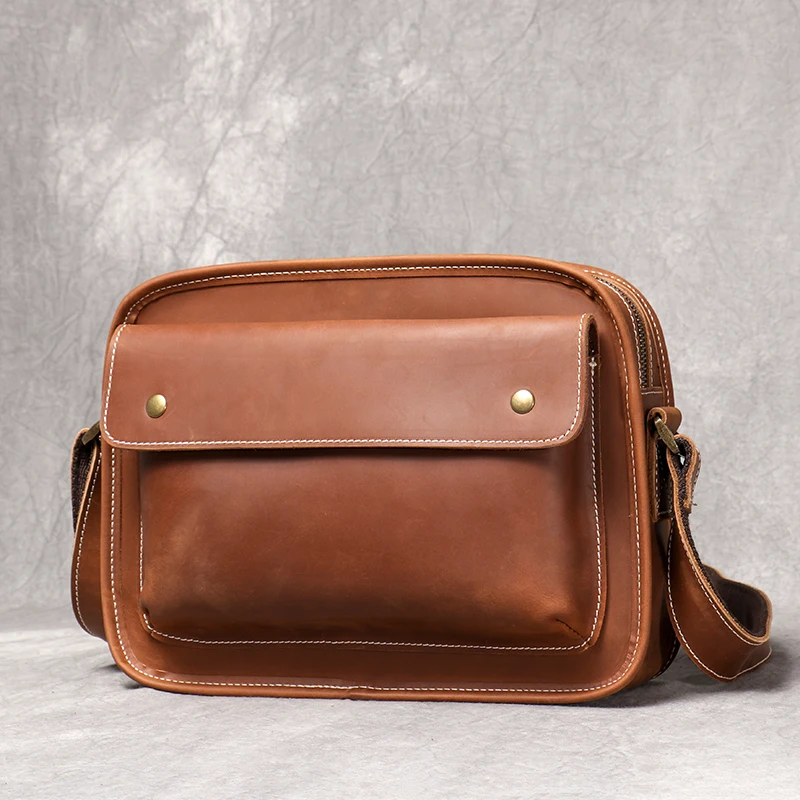 Leatherfocus-Bolso cruzado Retro de piel de vaca para hombre, de piel auténtica bolso de hombro, bolso Satchel de moda para iPad de 9,7 pulgadas