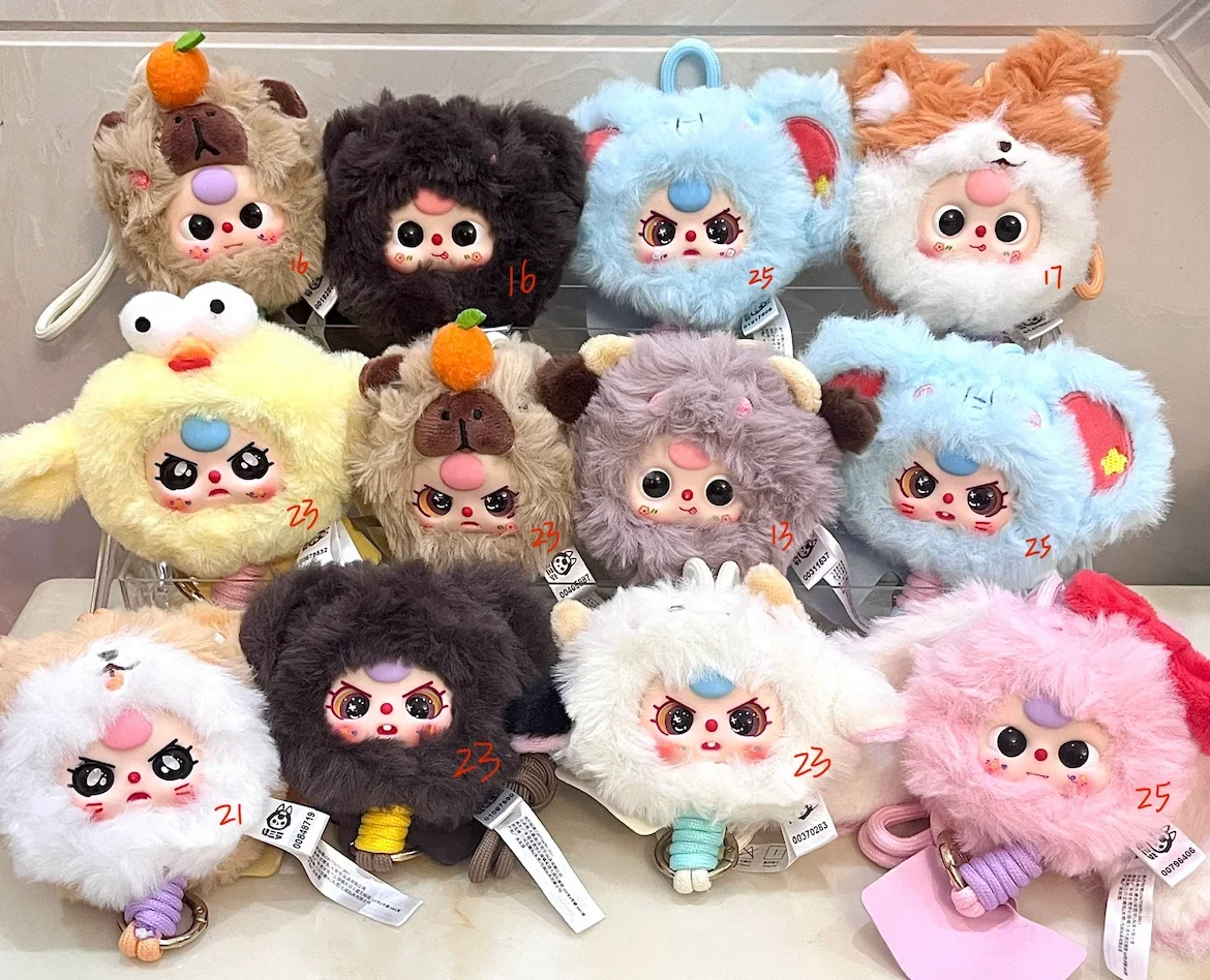 本物のベビー スリー 電話ストラップ ビニール ブラインドボックス 動物人形ペンダント 動物シリーズ かわいいモバイルペンダント サプライズギフトボックス付き