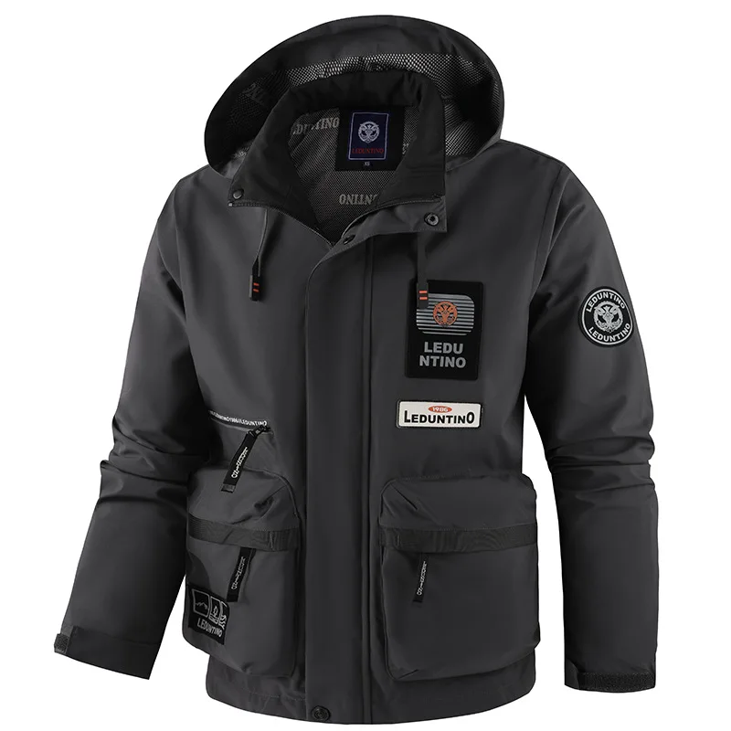 Winter Men's Hooded Waterproof Windproof Multiple Zipper and Flap Pockets Fashion Thickened Coldproof Casual Outdoor Jacket 3XL