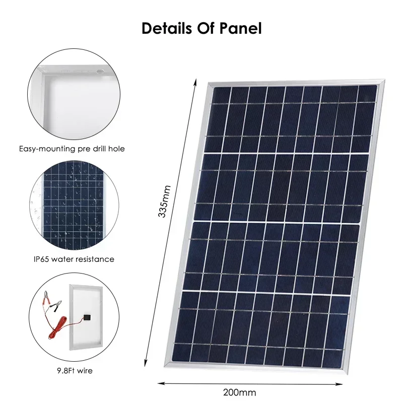 300W Solar Panel Kit Complete 12V Polycrystalline Portable Outdoor Rechargeable Solar Cells Power Generator for Home Camping