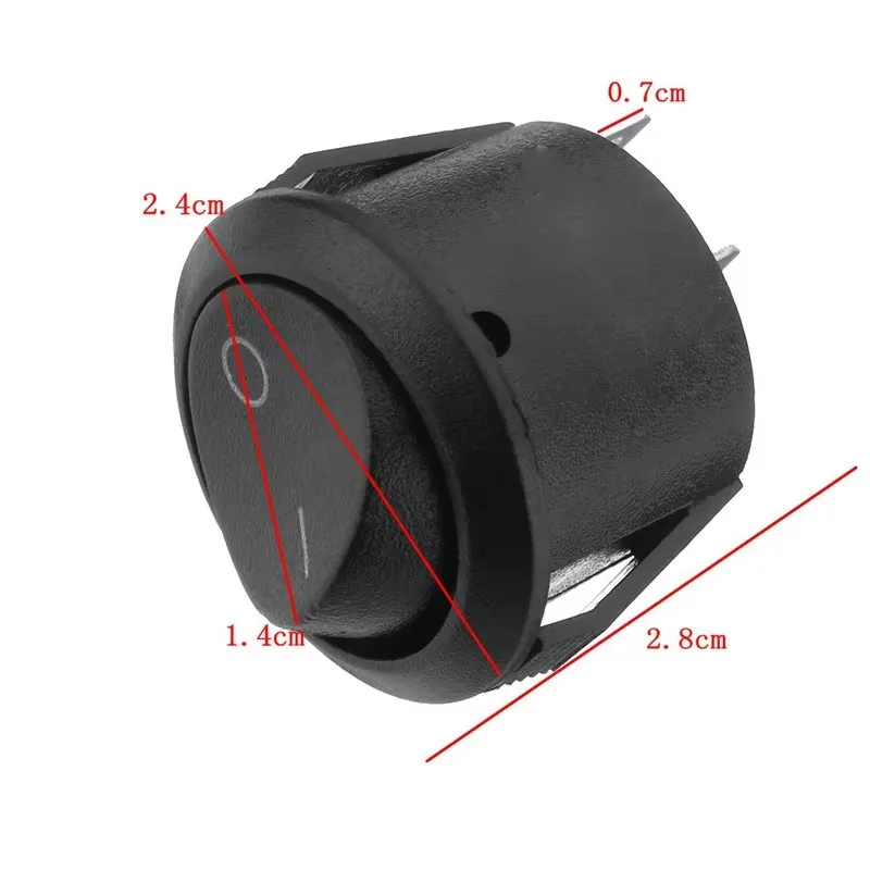 5pcs ON/OFF 14mm 2 Pins Diameter Small Round Boat Rocker Switches Black White Rocker Switch Best Quality