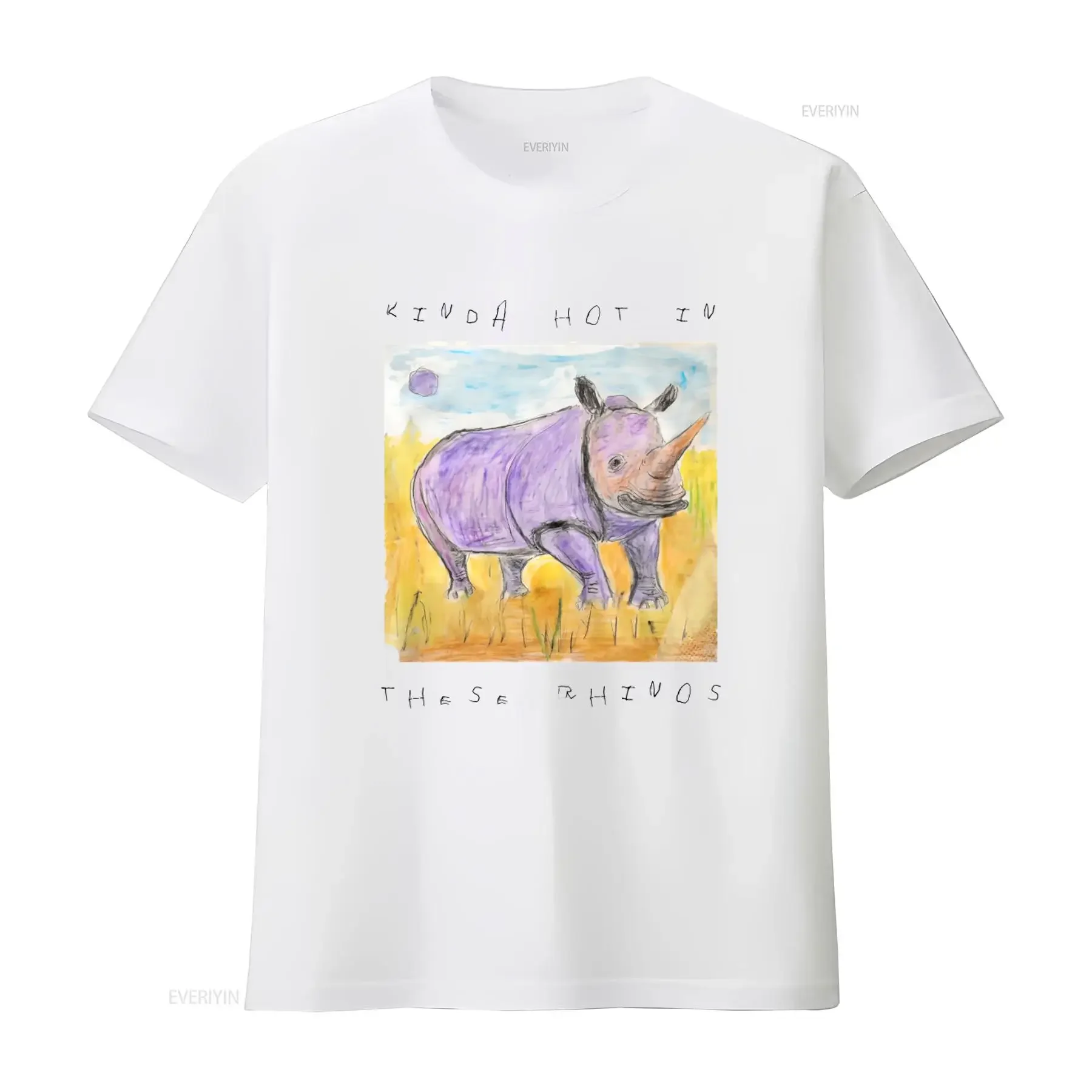 Cool Kinda Hot In These Rhinos Print T Shirt for Summer Fashion vintage Washed streetwear Comfortable Slightly Versatile Unisex