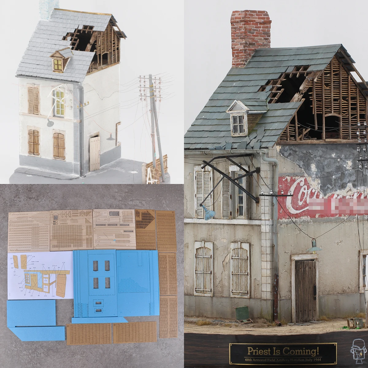 

Assembly Architectural model sand table Architectural Building model Brick concrete building villa diorama Scale model kit 1/35