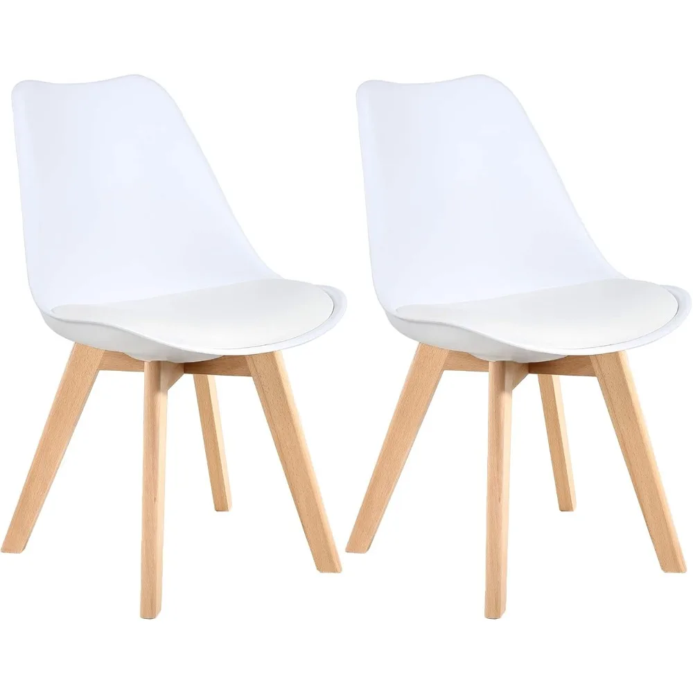 

Mid Century Modern Dining Chairs,Shell Lounge Plastic Side Chair with Soft Padded and Wooden Legs for Dining Room