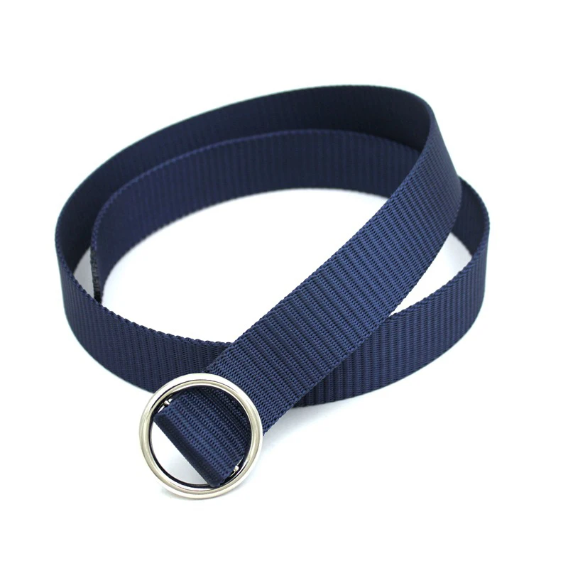 حزام قماشي بسيط للنساء والرجال ، بلون ثابت ، مع مشبك معدني ناعم ، متعدد الاستخدامات ، للجينز ، للشباب والطلاب