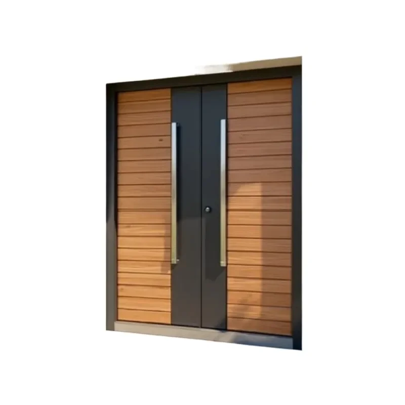 Customized Villa Entrance Door Turkish Style Wood Grain Anti Theft Security Door Mother and Child Double Door for House Exit