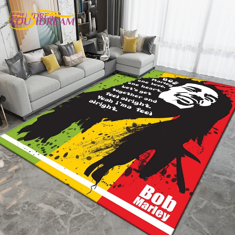 Alfombra de estilo jamaiquino con música Reggae Bob Marley, alfombra de área de hoja de arce, sala de estar alfombra para, decoración de dormitorio,