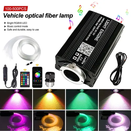 Imagen 1 del producto Luz de cielo estrellado para coche, luces de fibra óptica para el hogar, lámpara de atmósfera, luces de techo con Control de música, RGB, 12W, 8 colores, estilo de coche DIY