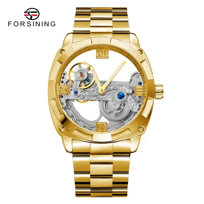 Imagem -05 - Forsining-relógios Mecânicos Automáticos Transparentes para Homens Pulseira de Aço Inoxidável Relógio de Esqueleto Vintage Relógios Masculinos Luminosos 207