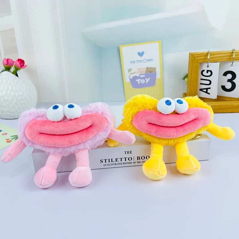 New fashion funny sausage mouth monster pendant creative big mouth plush toy fashione keychain bag decorate soft fine grab doll