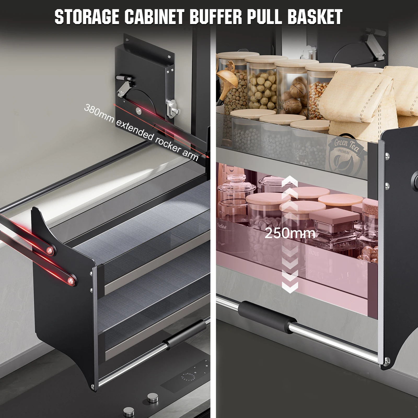 

Double Layer Pull-Down Elevator Pull Down Cabinet Organizer Shelf Organizer Upper Kitchen Wall Cabinet Storage Organizer