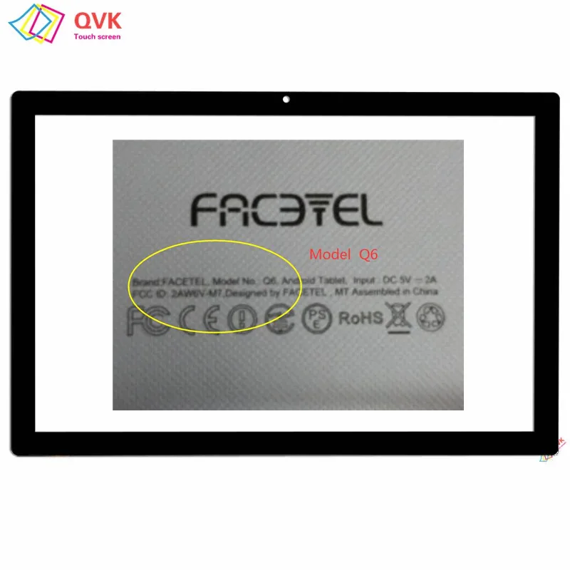 Czarny 10,1 cala dla tabletu Facetel Q6 Pojemnościowy ekran dotykowy TFT LCD Wyświetlacz Digitizer Czujnik Zewnętrzny szklany panel Q6 Tab Pad