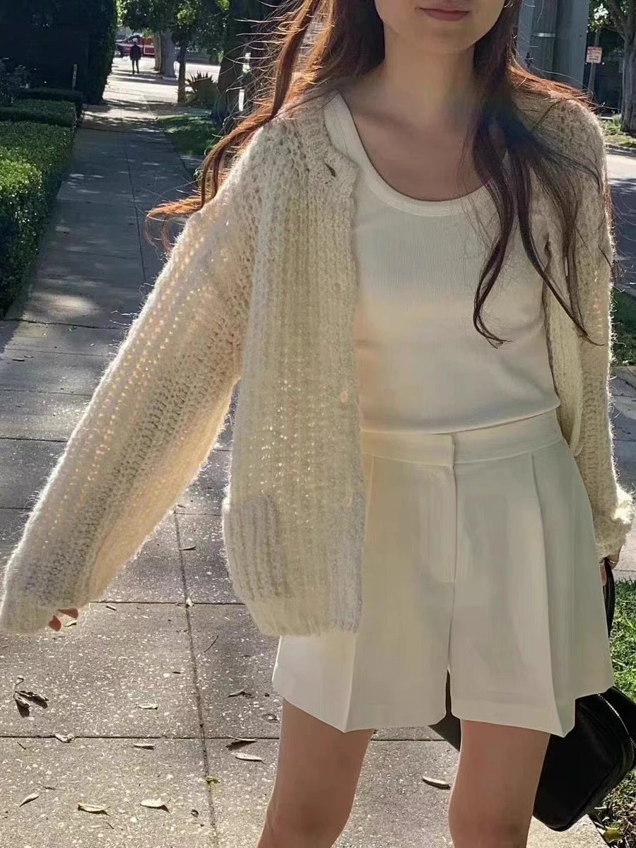 

Candy Miss Korean Style Loose Thin Short Pants High Waist Wide Leg Casual Shorts Versatile Polyester Material Spring Season