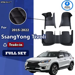 Car Floor Mats For SsangYong Tivoli XLV Air Grand LUVi 2015~2022 Protective Pad Luxury Mat Rugs Leather Carpets Car Accessories