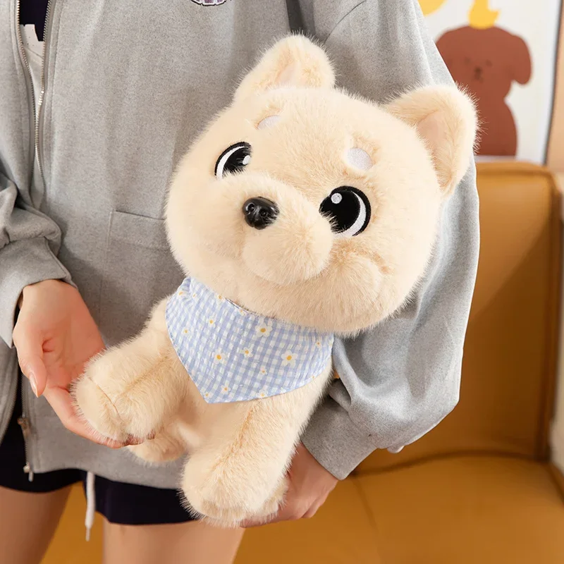 새로운 큰 눈의 애완동물 시바 이누 봉제 인형 부드러운 앉은 자세 만화 강아지 인형 따뜻한 포옹 동물 인형 어린이 생일 선물