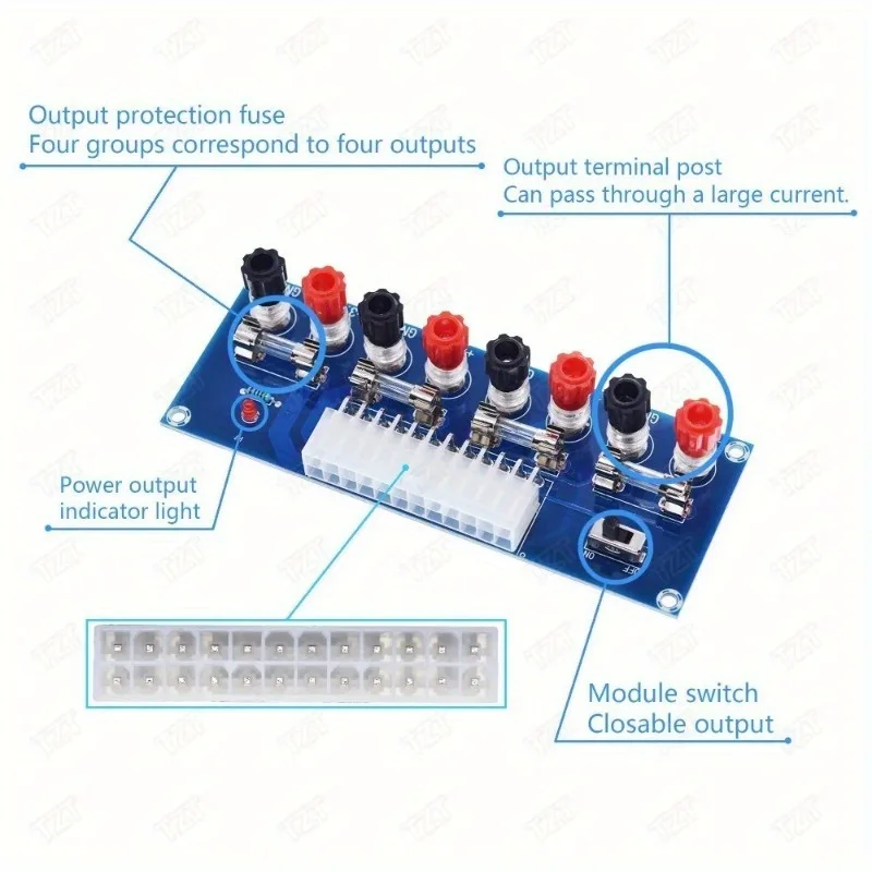 Imagem -04 - Atx Power Supply Circuit Xh-m229 Chassis para pc Desktop Fonte de Alimentação Módulo Outlet Terminal de Saída 24 Pins Transferência para Placa Adaptadora 24 Pins