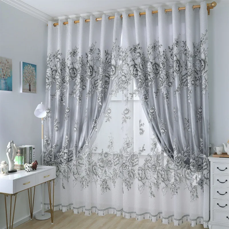 Curtains European Embroidery Finished Wedding Curtains for Living Dining Room Bedroom Floor Window Floating Window