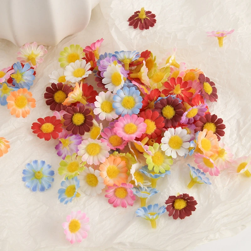 50/100 Stück Künstliche Blumen Sonnenblume Seiden-Gänseblümchen Großhandel Heim Hochzeitsdekoration DIY Geschenk Scrapbook Kunstpflanze Festkranz – Detail 6