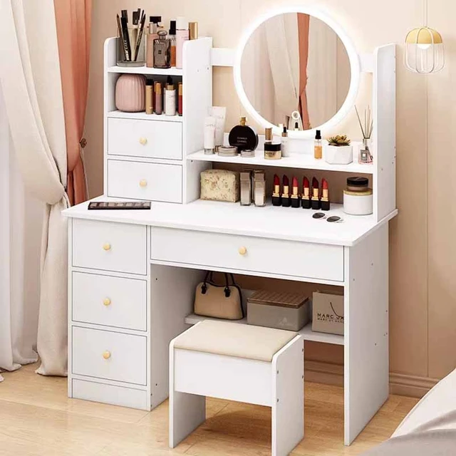 Apartment Pink Dressing Table Vanity Ornaments Multifunction Comfortable Dresser Near Bed Coiffeuses De Chambre Accessories AliExpress