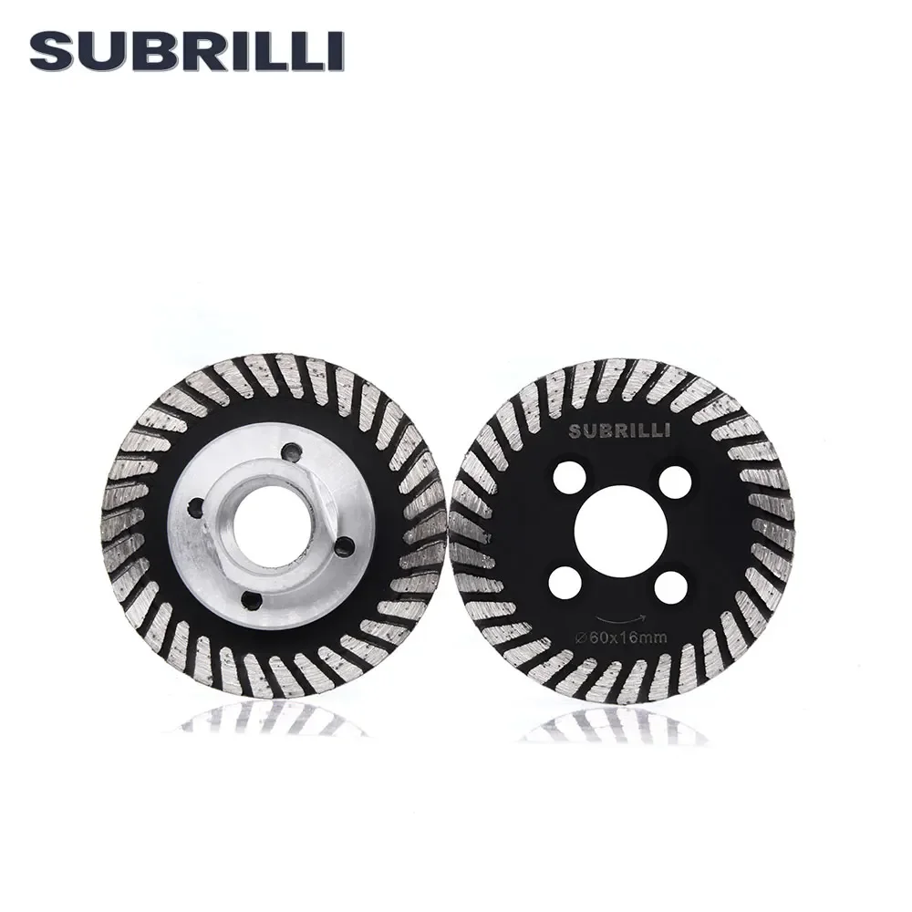 Subrilli diâmetro 60mm seco e molhado prensado a quente mini turbo diamante escultura disco lâmina de serra de corte com conexão m14 flange