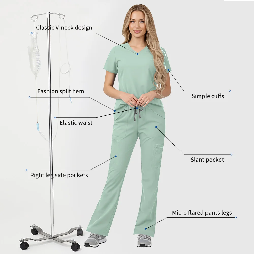 Niaahinn الزي الطبي متعدد الألوان للنساء في المستشفى الملابس الجراحية الدعك مجموعات ممرضة اكسسوارات عيادة الأسنان طبيب عمال #2