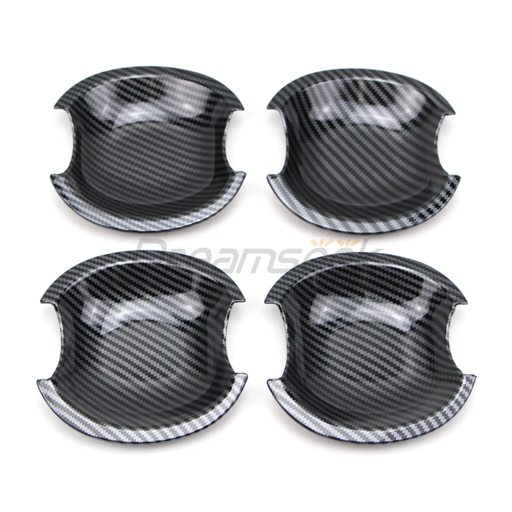 Car Exterior Side Door Handle Bowl Cup Cover Stickers For Suzuki Grand Vitara SX-4 Swift 2005-2017 Carbon Fiber Style Trim 4PCs