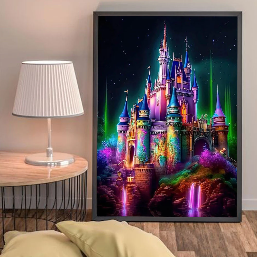 Disney 5D obraz diamentowy DIY zamek w pełni z okrągłej mozaiki kreskówka Fantasy zestaw dekoracja ścienna ręcznie robiony prezent