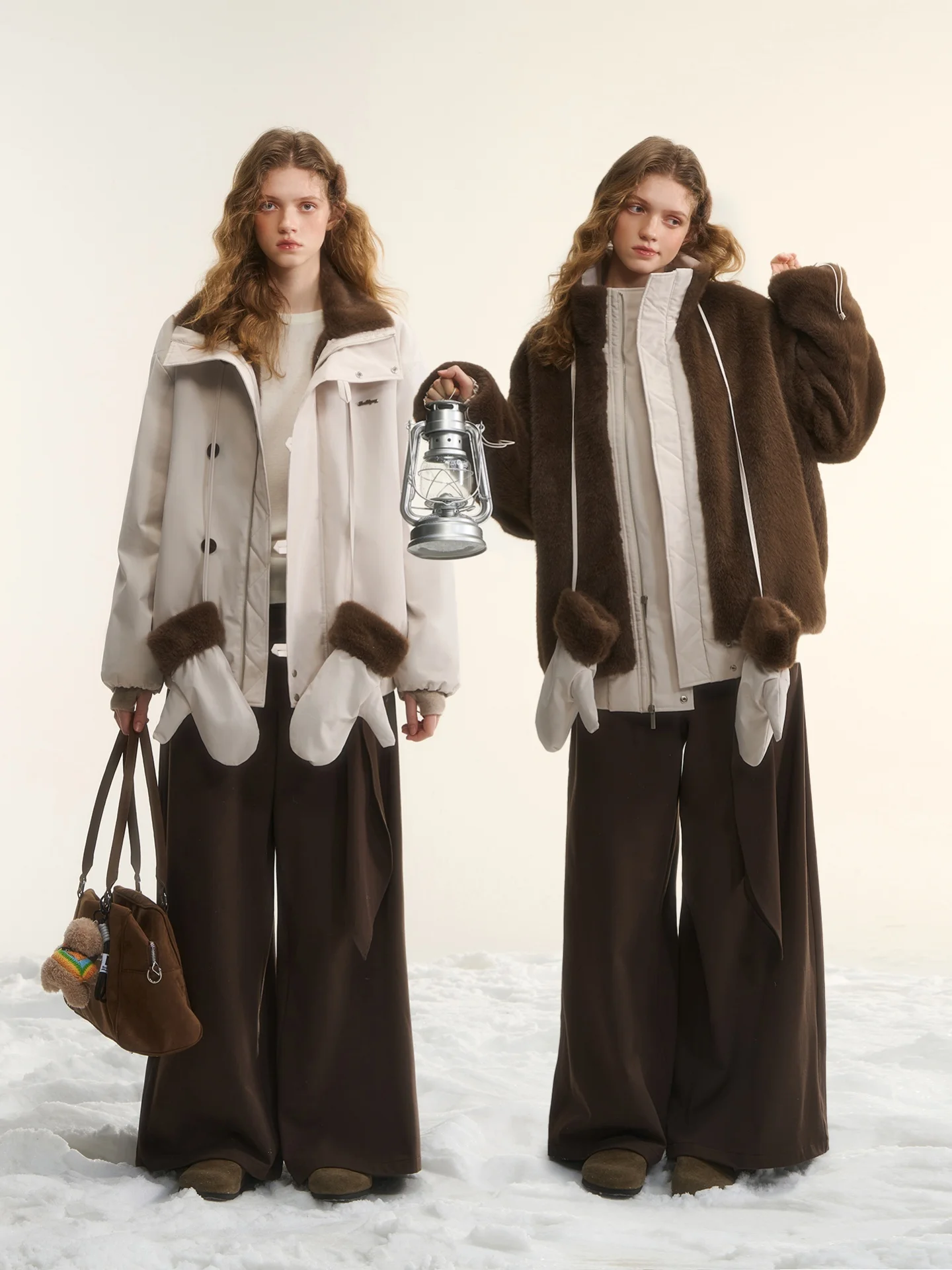 AsGony Eco-Friendly Fur Jacket Coat Vintage High-End Collar Warmth Women's Standard Fit Long Sleeve Zipper Closure  Color