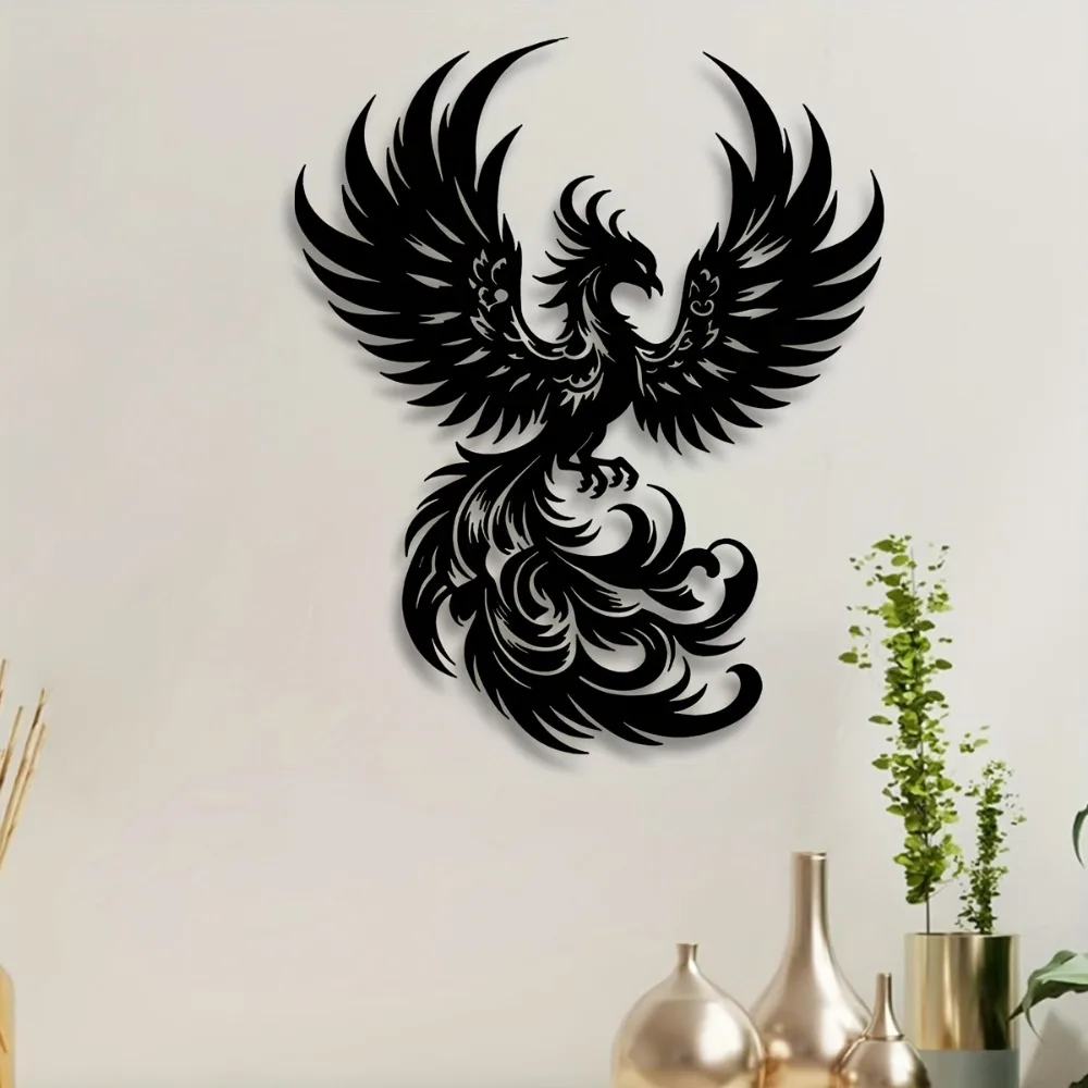 CIFBUY Iron Wall Art Phoenix Reborn Metal Sign Vintage Decor For Indoor Outdoor Home Garden Elegant Room Decoration Wall Accent