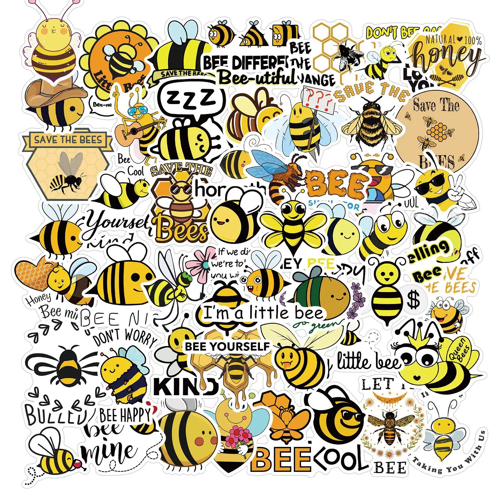 50Pcs Inspirational English Slogans Graffiti Stickers Decor Luggage Reusable Waterproof Stationary Stickers
