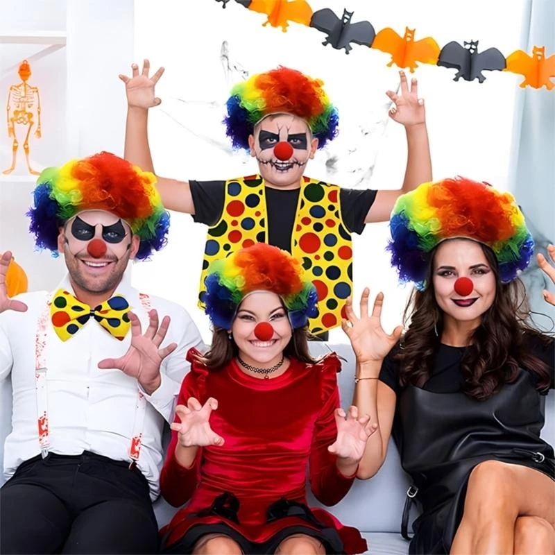 652F Accessori per vestire clown da adulto per feste Halloween imitazione personaggi Giochi ruolo Parrucca con