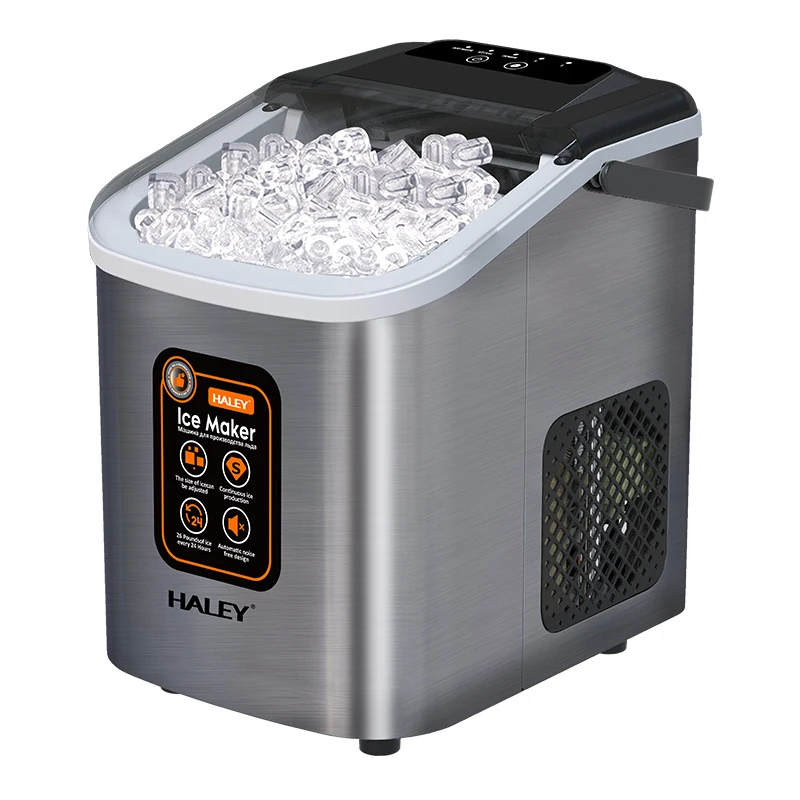 HALEY Electric Ice Maker Vending Machine Countertop Automatic Cleaning 12kg /24h with Continuous Ice Function Home Commercial