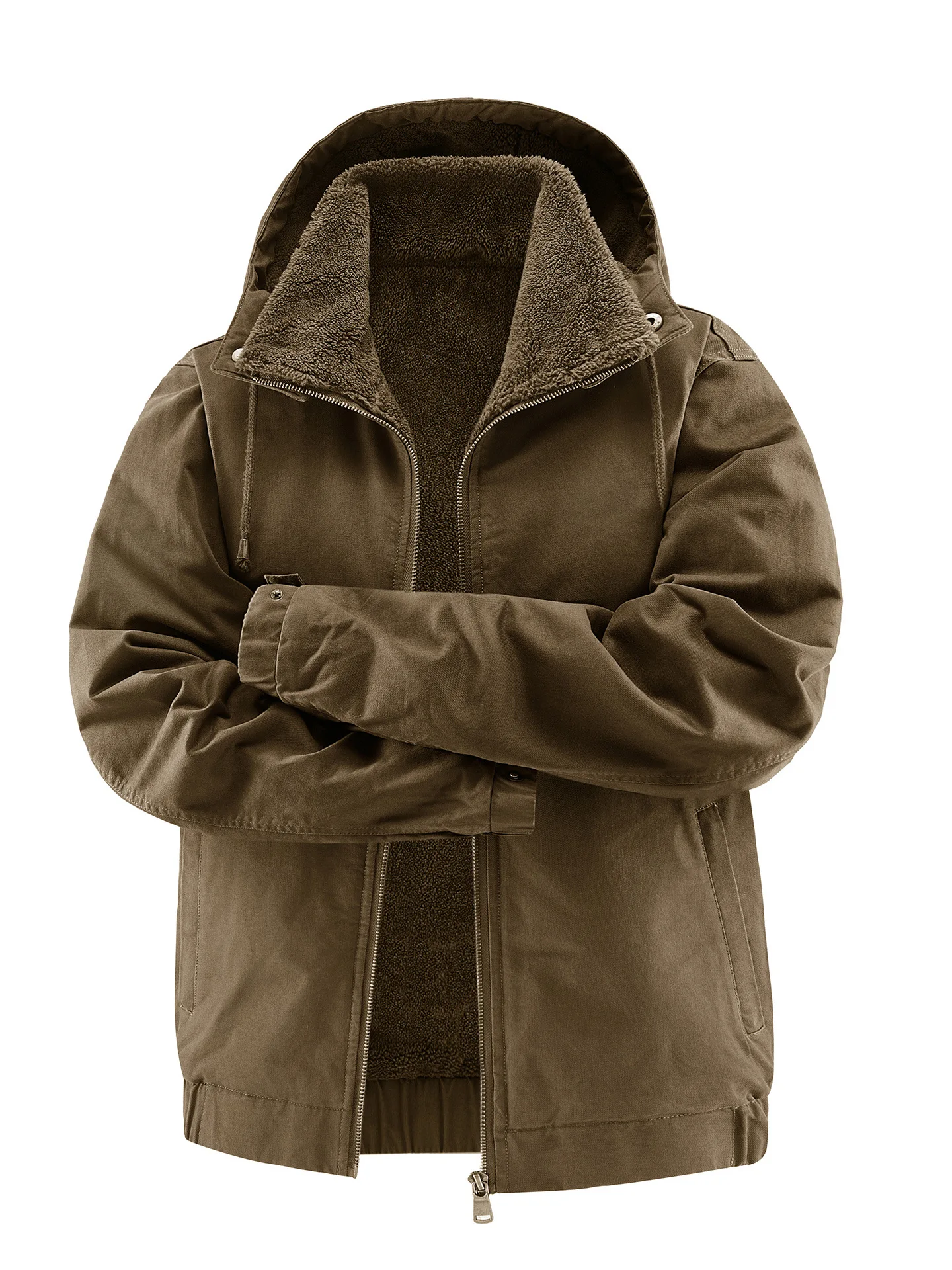 Winter Autumn New Fashion Men Solid Color Loose Fit Simple Basic Casual Long Sleeve Hooded Thicken Jackets Male Coats Clothes