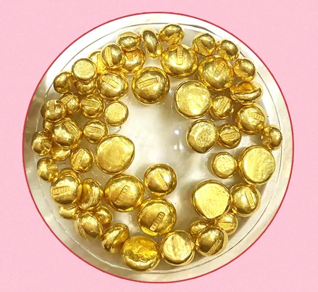 100% 24k pure gold beans fine gold balls 999 real gold beads 1g