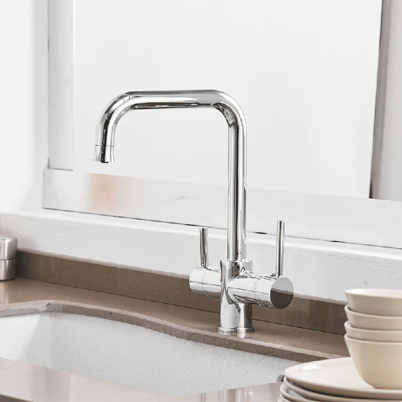 Kitchen three-in-one faucet Dual-control hot and cold water purification faucet 360° rotationceramic valve core