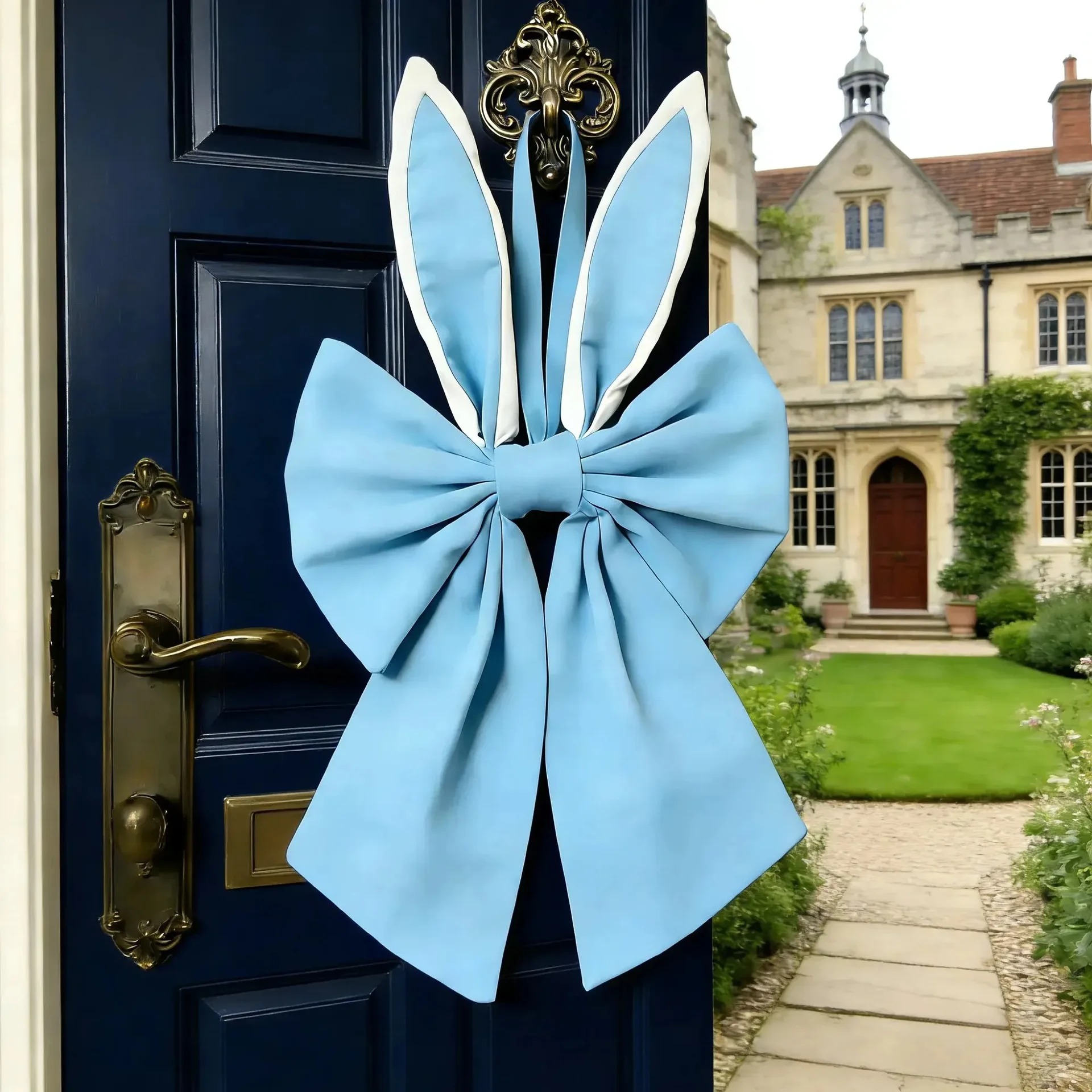 

Easter Bow for Wreath Holiday Fabric Decorative Bow with Bunny Ear for Spring Summer Front Door Wall Window Home Decor
