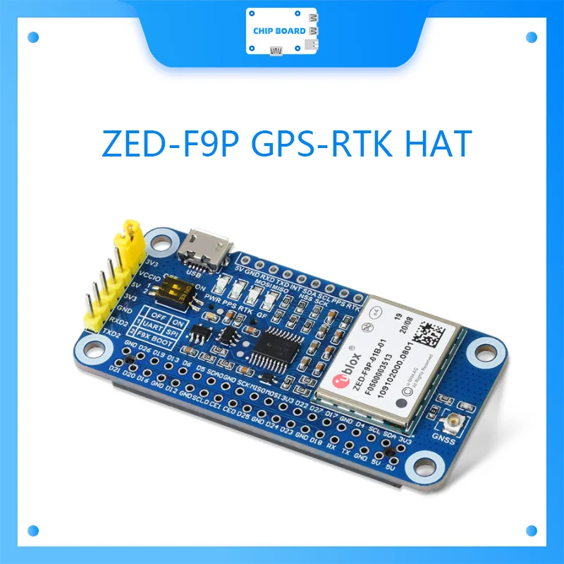 

Waveshare ZED-F9P GPS-RTK HAT for Raspberry Pi, Centimeter Level Accuracy, Multi-Band RTK Differential GPS Module