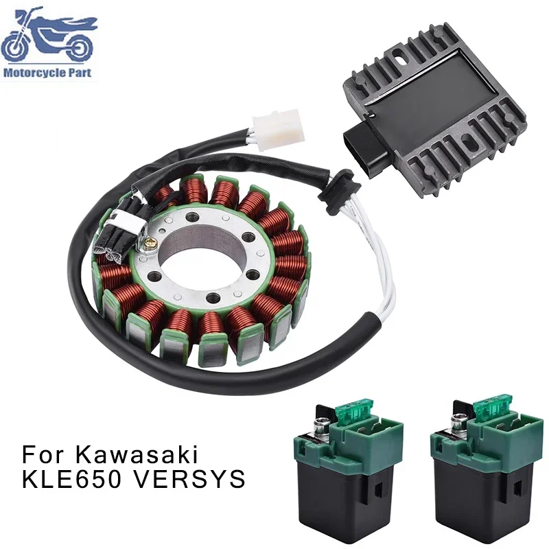 Motorcycle Stator Coil + Regulator Rectifier +Starter Solenoid Relay Kit For KAWASAKI KLE650 KLE 650 Ver/sys 2007 2008 2009 2010