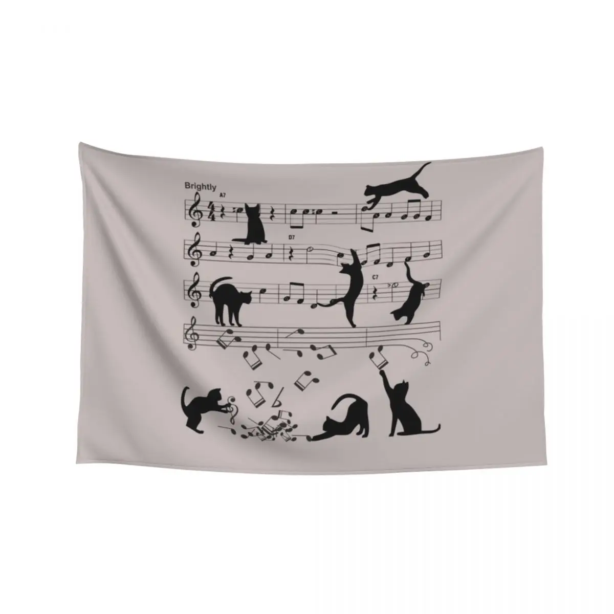 

Cat Playing Clef Notes Piano Music Funny Musical Cats Cute Gift Tapestry Wall Decoration Home Decorating Cute Decor Tapestry